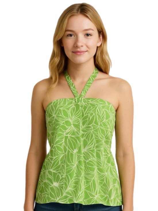 LOFT Tops - Ann Taylor Loft - Green Floral Halter Top - Size 10